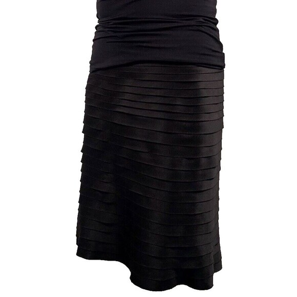 JS Collections Women's Black Satin Ruffled Pencil Skirt Knee Length Work Size 8 - Picture 2 of 9